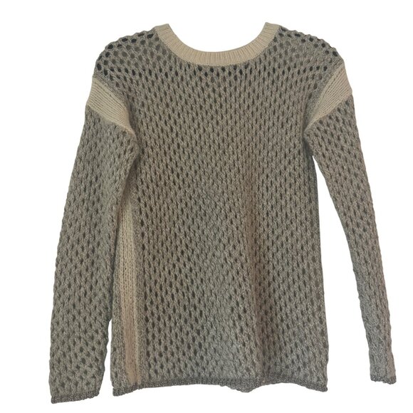 Sundance Crewneck Long Sleeve Knit Sweater Women's Grey Cream Accents, Size XS - Picture 1 of 6